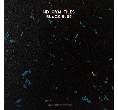 RUBBER FITNESS FLOORING HD GYM TILES (แผ่นยางกันกระแทกฟิตเนส รุ่น HD GYM) BLACK DOT BLUE SIZE 50x50x2.5CM WEIGHT 5KG 1Y.